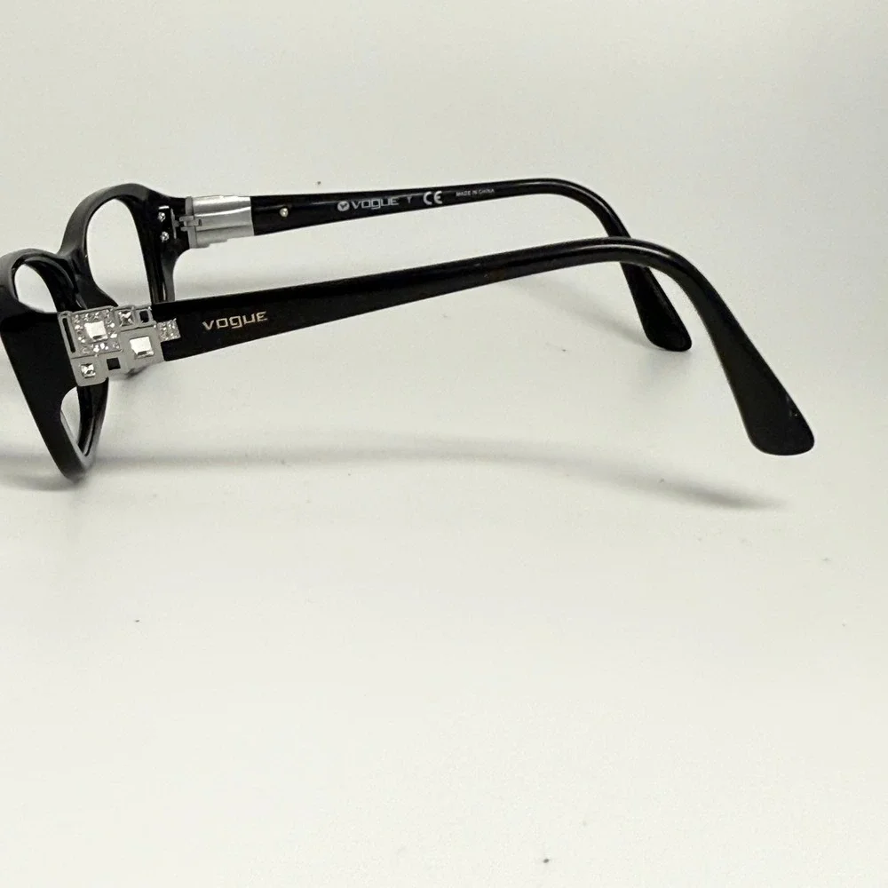 Vogue VO 2842-B W44 Black Rectangular Eyeglasses Frames 51-16-135 Crystal Detail